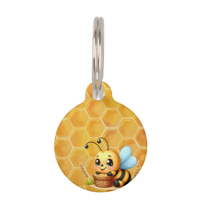 Médaillon Pour Animaux Sucré comme une abeille de miel (Devant)