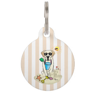 Médaillon Pour Animaux Summer Beach Yellow Lab Labrador Retriever Chien