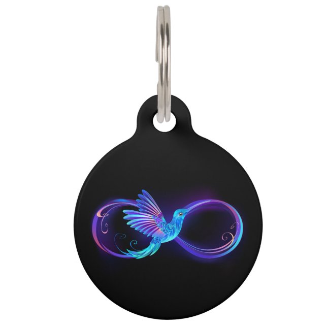 Médaillon Pour Animaux Symbole de Neon Infinity par Glowing Hummingbird (Devant)