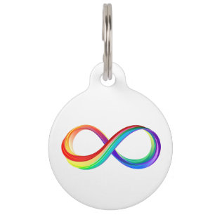 Médaillon Pour Animaux Symbole d'infinité arc-en-ciel stratifié