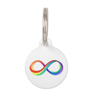 Médaillon Pour Animaux Symbole d'infinité arc-en-ciel stratifié