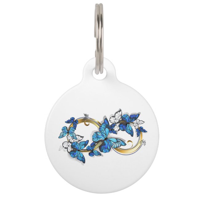 Médaillon Pour Animaux Symbole infini de papillons Morpho bleus (Devant)