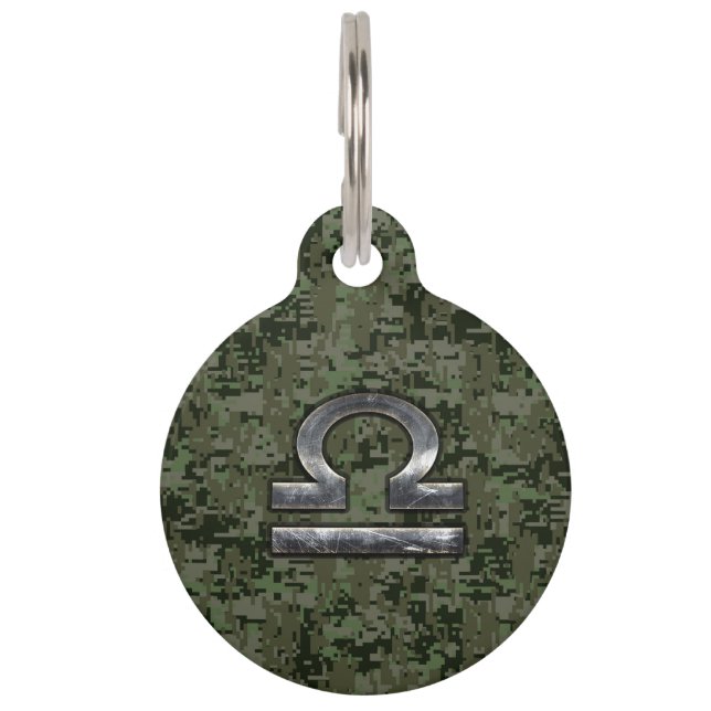 Médaillon Pour Animaux SYMBOLE Zodiaque Libra Camouflage numérique Woodla (Devant)