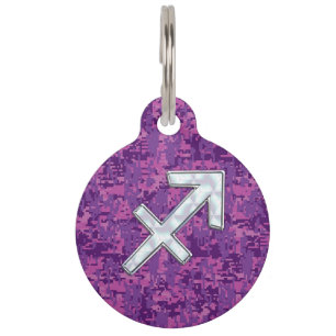Médaillon Pour Animaux Symbole zodiaque Sagittarius sur Camo numérique Fu