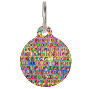 Médaillon Pour Animaux Symboles de paix multicolores motif Thunder_Cove