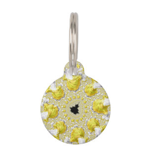 Médaillon Pour Animaux Symétrie fractale Abstraite Noir Or