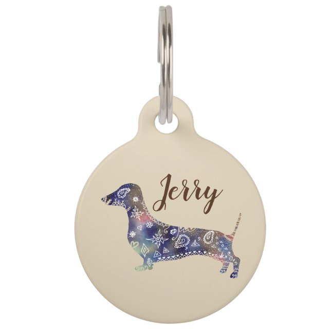 Médaillon Pour Animaux Tag Dachshund Chien Mandala Chien rond Gros Animal (Devant)