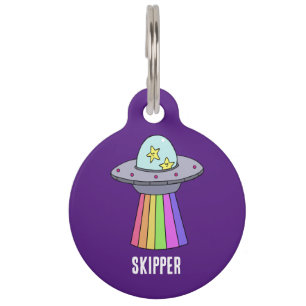 Médaillon Pour Animaux Tag d'animal de compagnie personnalisé Rainbow UFO