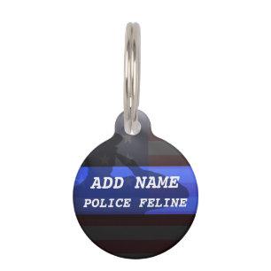 Médaillon Pour Animaux Tag de chat de la police de la ligne bleue mince