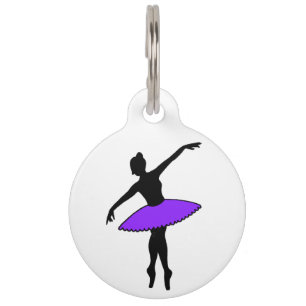 Médaillon Pour Animaux Tag de chien de ballet Tutu Ballerina violet