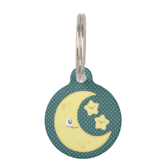 Médaillon Pour Animaux Tag de chien de Kawaii Moon et Stars