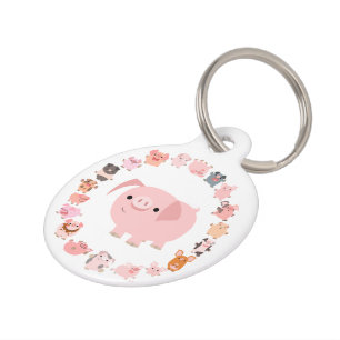 Médaillon Pour Animaux Tag de chien Mandala de porc