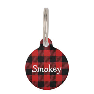 Médaillon Pour Animaux Tag de chien, Plaid de bison, Personnalisé