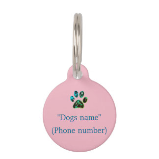 Médaillon Pour Animaux Tag de chien rose bleu vert
