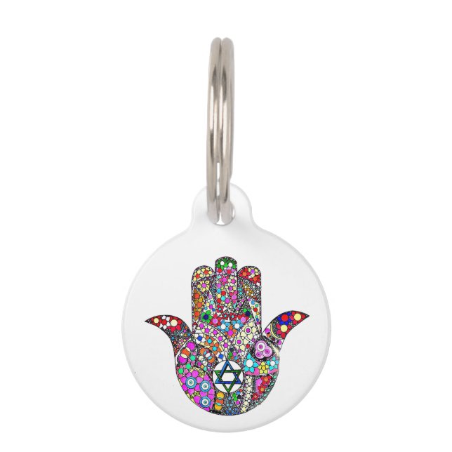Médaillon Pour Animaux Tag de marionnettes juives Hamsa (Devant)