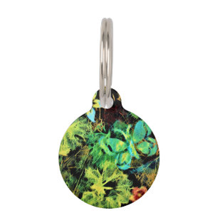 Médaillon Pour Animaux Tag de papillon et de rodilius de fleurs