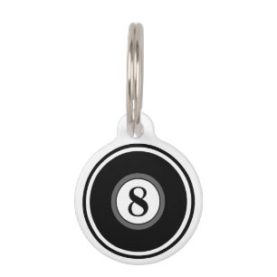 Médaillon Pour Animaux Tag d'identification de l'animal - 8 balles - noir