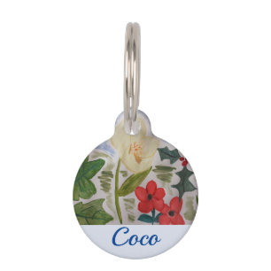 Médaillon Pour Animaux Tag Fleurs d'hiver et animal de compagnie Holly