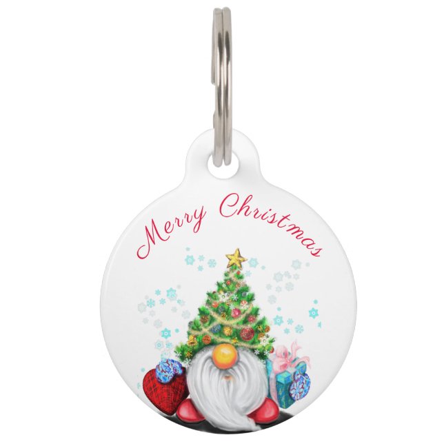 Médaillon Pour Animaux Tag Gnome avec cadeaux - Amusant (Devant)