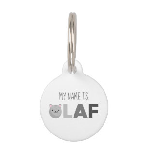 Médaillon Pour Animaux Tag Olaf Grey ou Ginger Cat Pet ID