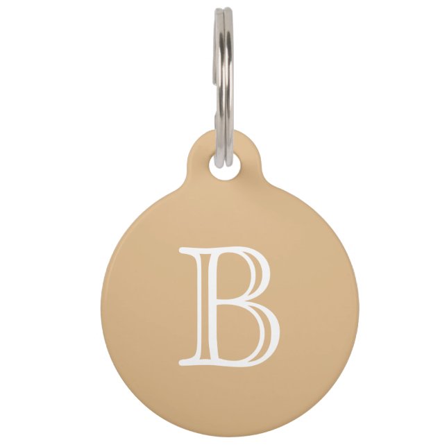 Médaillon Pour Animaux Tan Beige Monogramme initial (Devant)