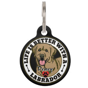 Médaillon Pour Animaux Tan Labrador La vie personnalisée est meilleure
