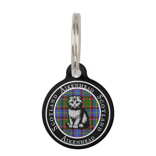 Médaillon Pour Animaux Tartan à tête d'Aikenhead et Kitty écossais Person