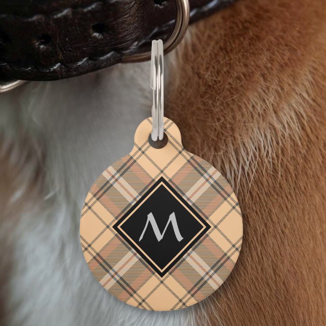 Médaillon Pour Animaux Tartan beige et marron (Créateur téléchargé)