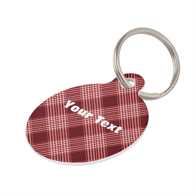 Médaillon Pour Animaux Tartan Rouge Et Blanc (Côté )