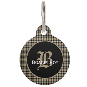 Médaillon Pour Animaux Taupe Scottish Plaid Monogramme large