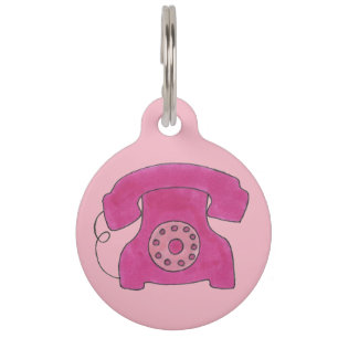 Médaillon Pour Animaux Téléphonie vintage rosée rétro rosée