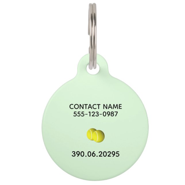 Médaillon Pour Animaux Tennis Double Vert (Dos)