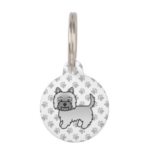 Médaillon Pour Animaux Térrier Cairn Gris Chien de Dessin Animé Mignon &