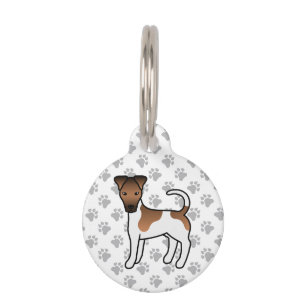 Médaillon Pour Animaux Térrier Fox Lisse Blanc Et Brun Chien De Dessin An