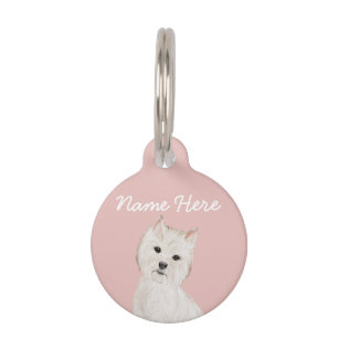 Médaillon Pour Animaux Térrier West Highland Rose Tendre Féminin