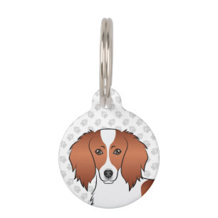 Médaillon Pour Animaux Tête de chien cartoon Teckel à poil long pie rouge