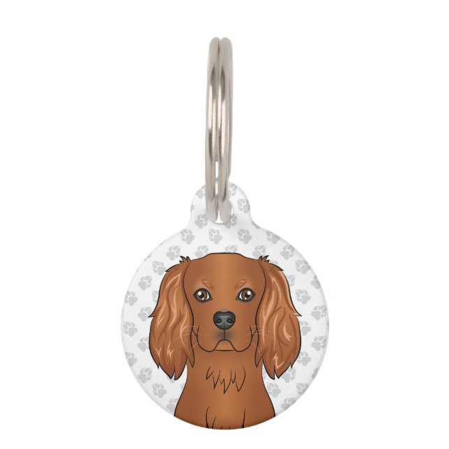 Médaillon Pour Animaux Tête de chien Cavalier King Charles Spaniel Ruby (Devant)