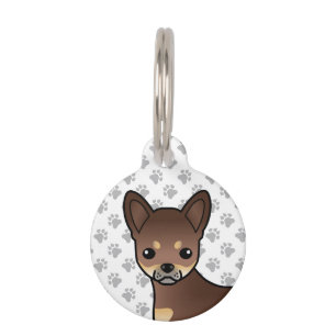 Médaillon Pour Animaux Tête de Chien Chihuahua à Poil Lisse Chocolat et T