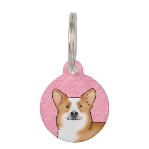 Médaillon Pour Animaux Tête de chien Corgi Gallois Pembroke Rouge Amour C