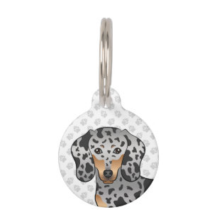Médaillon Pour Animaux Tête de chien Dachshund noir et feu dalmatien à po