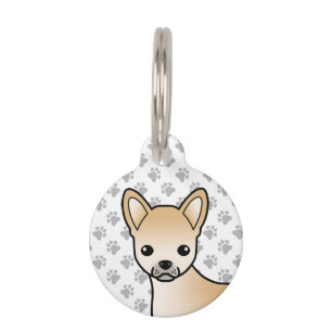 Médaillon Pour Animaux Tête de chien de dessin animé Chihuahua à poil lis
