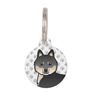 Médaillon Pour Animaux Tête de chien de dessin animé Husky sibérien noir 