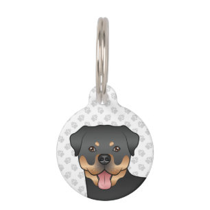 Médaillon Pour Animaux Tête de chien de dessin animé Rottweiler noir et f
