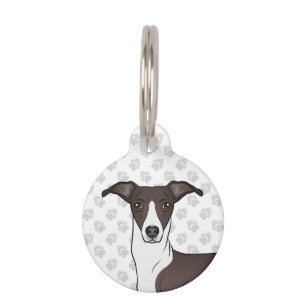 Médaillon Pour Animaux Tête de chien italien gris et blanc