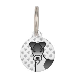 Médaillon Pour Animaux Tête de chien mignon Fox Terrier à poil dur noir e