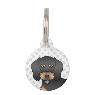 Médaillon Pour Animaux Tête de chien mignonne de teckel à poil dur noir e