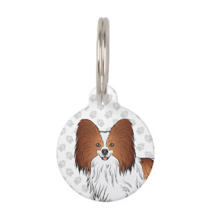 Médaillon Pour Animaux Tête de chien Papillon de dessin animé rouge et bl
