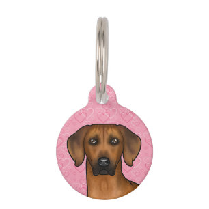 Médaillon Pour Animaux Tête De Chien Rhodesian Ridgeback Sur Coeurs D'Amo