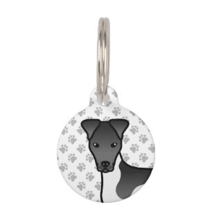 Médaillon Pour Animaux Tête de chien Terrier à poil lisse noir et blanc