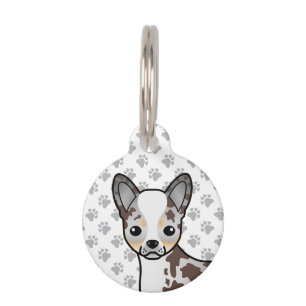 Médaillon Pour Animaux Tête de Chihuahua à poil lisse Merle Chocolat